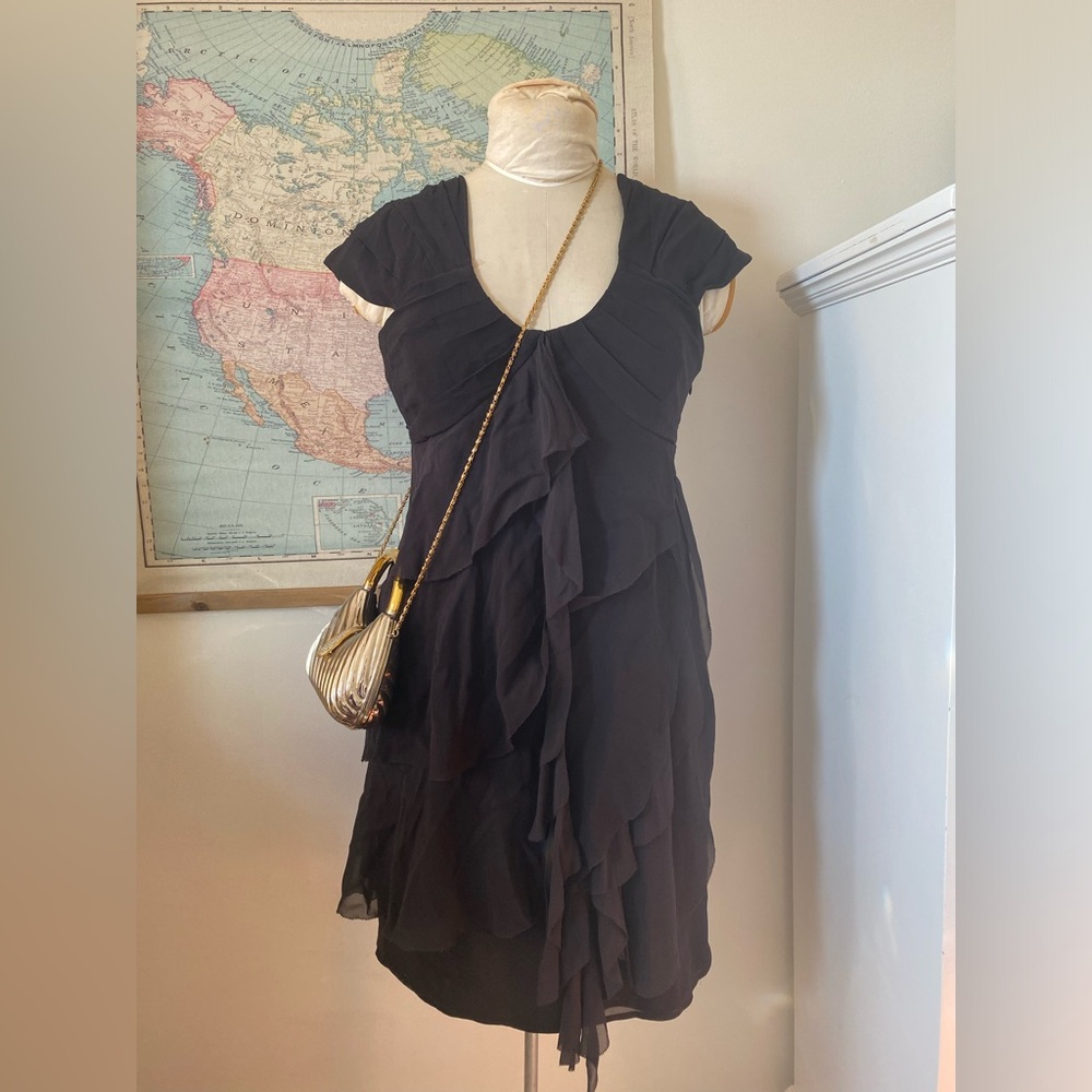 Karen Millen Black Multi Ruffle Layered Midi Dress